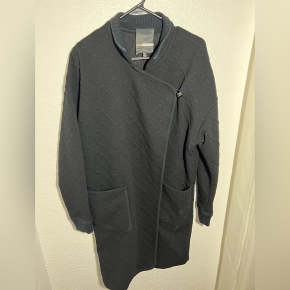 Plenty by Tracy Reese Plaid Kimono Cocoon Knit Jacket P/S Black Anthropologie